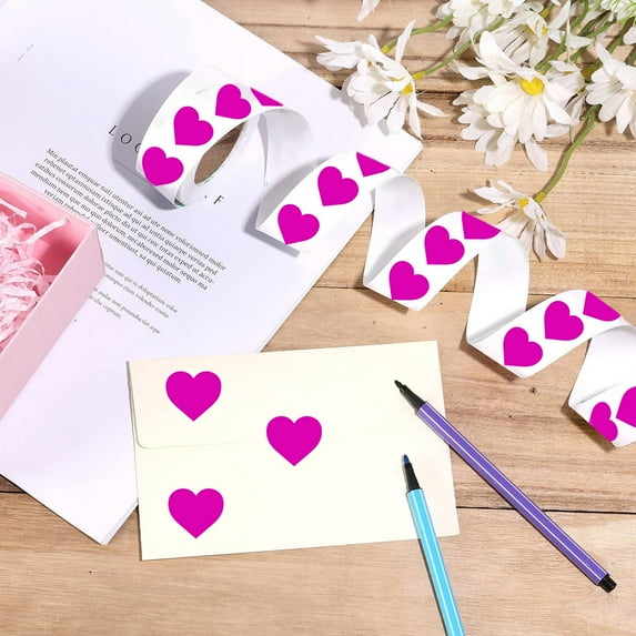 Aooww Blank Stickers Self-adhesive Roll Heart-shaped Stickers 500 Labels/roll, Love Themed Home Decor, Valentine's Day Gifts For Couples,Purple