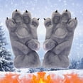 thumbnail image 1 of Aooww Cat Paws Gloves Cozy Animal Full Fingers Bear Claws Mittens Winter Plush Glove Halloween Prop for Kids Adults, Gray, 1 of 5
