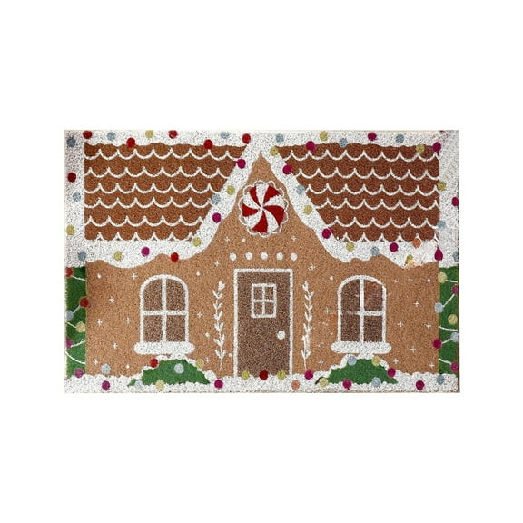 Aooww Christmas Gingerbread House Bath Mat Christmas Bathroom Floor Rugs Cute Winter Tufted Non Slip Mat Soft Absorbent Cute Bathtub Rug Xmas Bath Decor(A)