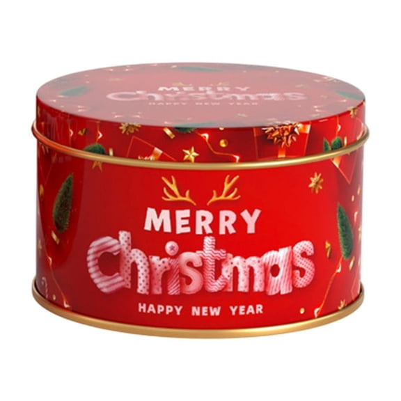 Aooww Christmas Tinplate Cookie Tins - Decorative Cookie Gift Tins, Candies Biscuits Treat Boxes with Lids, Round Metal Nesting Containers