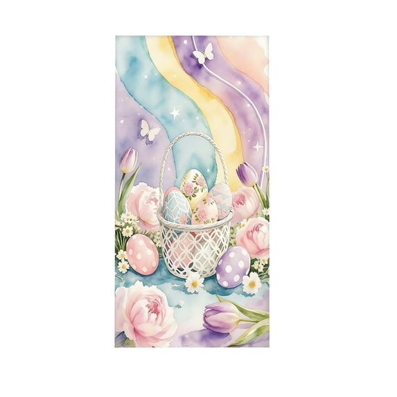 Aooww Colorful Easter Door Curtain 70.87x35.43 Inches, Polyester Hanging Decor for Classroom, Office, Store & Spring Celebration,I