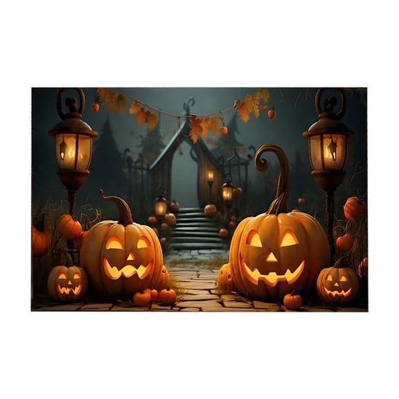 Aooww Cute Pumpkin Fall Halloween Bath Mat 16 x 24 Microfiber Shaggy Spooky Creepy Gothic Halloween Bathroom Rug Non Slip Washable, Fun Jack-O'-Lantern Halloween Shower Bath Rug Bathroom Decor