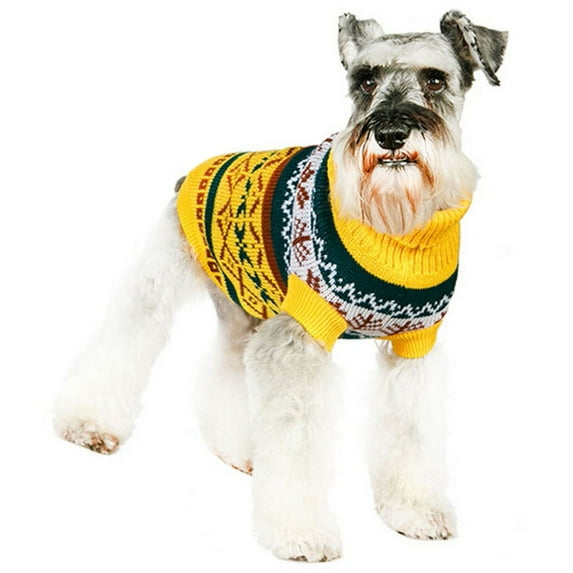 Aooww Dog Fleece Sweater for Small Dogs Christmas Buffalo Plaid Pet Clothing Warm Soft Dog Winter Clothes Pet Pullover Jumper for Cats Puppy, Yellow, XS