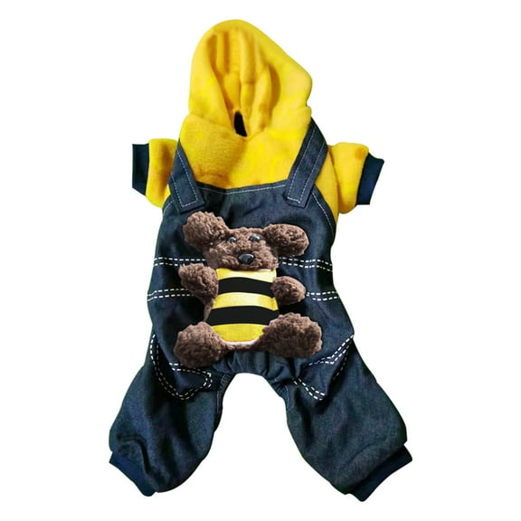 Aooww Fleece Dog Coat for Small Medium Dog,Pullover Pajamas Jumpsuit Bodysuit Puppy Coats with Legs, Pet Windproof Warm Cold Weather Jacket Full Body Vest Cozy Snowsuit Outfit Clothes, Yellow, L