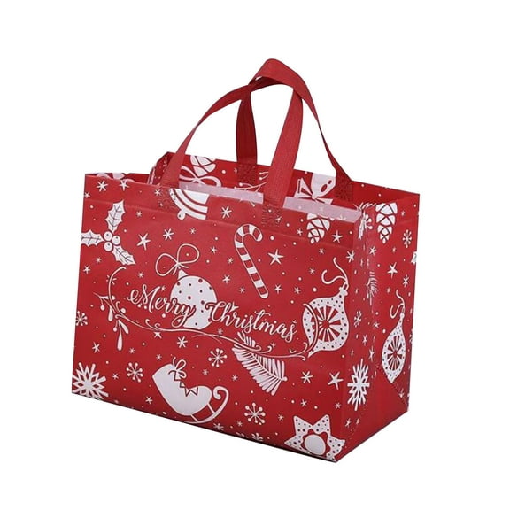 Aooww Giant Christmas Gift Bags, Heavy Duty Treat Tote Grocery Bags with Handles, Sewing Non-Woven Jumbo Bags for Gifts Wrapping Shopping, Xmas Party Supplies, Red