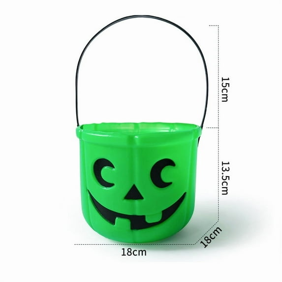 Aooww Halloween Candy Buckets, Plastic Jack-O-Lantern Pails with Handle, Portable Pumpkin Monster Baskets for Halloween Party Supplies Trick or Treat Activities