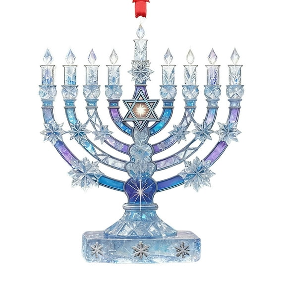 Aooww Hanukkah 7- Branch Menorah Candle Holder, Temple Menorah Desktop Ornament Holy Land for Religious Table Centerpiece Decor Golden,B