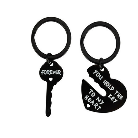 Aooww His and Her Keychain Set Couple Gifts for and Girlfriend Piece Of Him and Her Keychain Set Couple Anniversary Valentine's Day Gift,Heart-Shaped Decor,Romantic Home Decor,Black