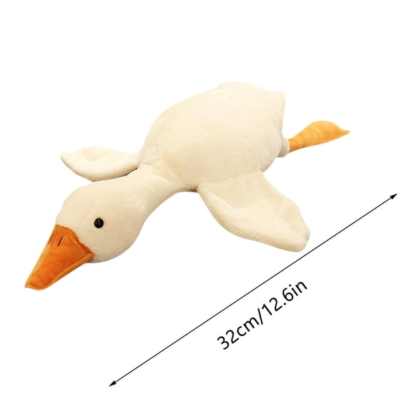Aooww Large White Goose Stuffed Animal, 30in Plush Lying Down Pillow for Anxiety Relief, Cuddle Companion and Bedroom Decor (White),White,S