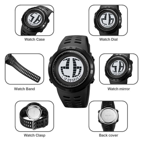 Aooww Luminous Waterproof Multifunction Electronic Watch with Compass, Altimeter & Barometer for Outdoor Adventure,G