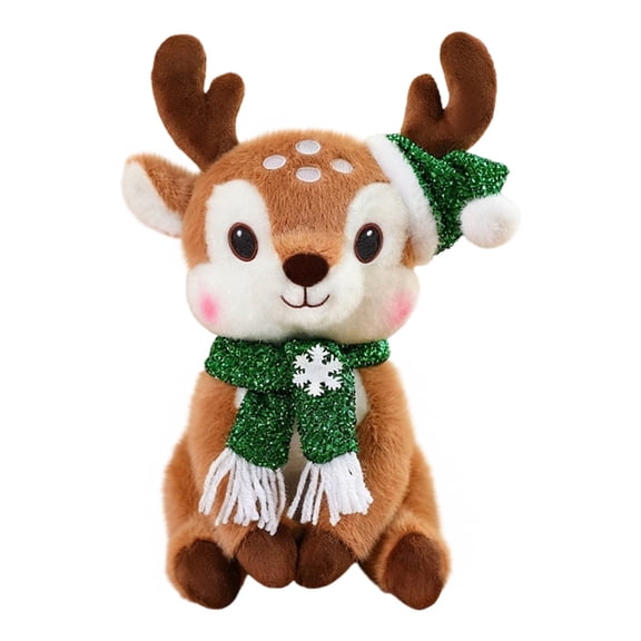 Aooww Reindeer Stuffed Animal, Deer Fawn Plush Toy, Toddlers Small Baby Deer Animal Plushie, Christmas Party Soft Toy, Gift for Kids Boys Girls, Stocking Stuffers, Christmas Home Decor, F