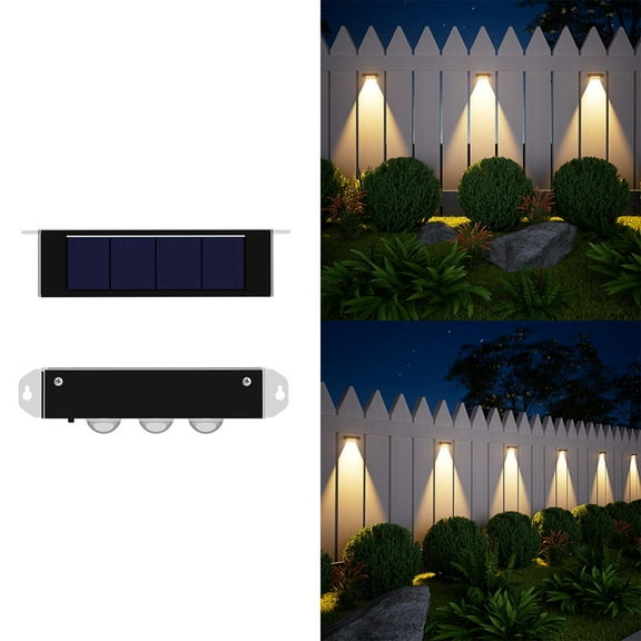 Aooww Solar Column Post Light, Modern Waterproof Outdoor Lamp for Villa Gate, Garden and Courtyard, 6x6 Inch with 10 LED and Auto On/Off,C-warm,L