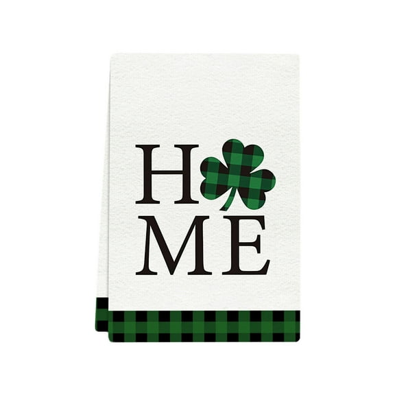 Aooww St. Patrick's Day Kitchen Towel Set with Lucky Clover Prints for Home Decor and Dry Cloth Use 18x26 Inches,C