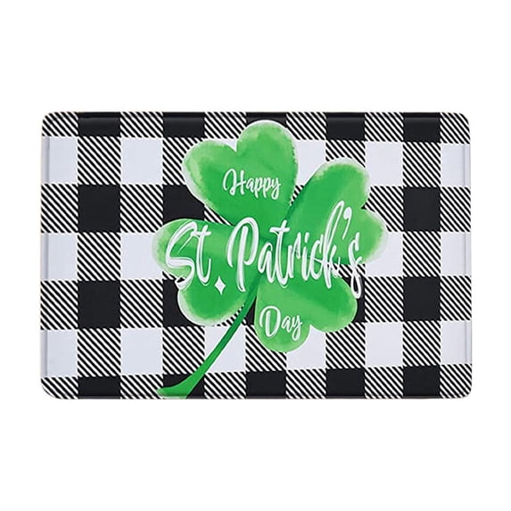 Aooww St Patrick's Day Shamrock Bath Mat with Non-Slip Rubber Backing,Quick-Drying Absorbent Thin Floor Mat for Bathroom,Shower,Sink,or Kitchen,A
