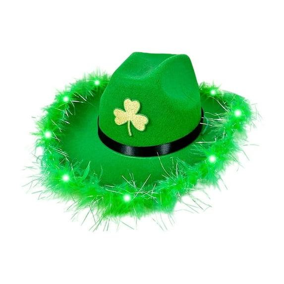 Aooww St Patricks Day Hat Leprechaun Hat Green Top Hat Irish Velvet Top Hat Leprechaun Costume for St. Patricks Costume Party Favor Accessories,C