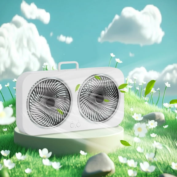 Aooww Twin Digital Window Fan, Reversible Airflow Blades, In/Out Exchange, 3 Speeds, Ideal for Home, Bedroom or Office