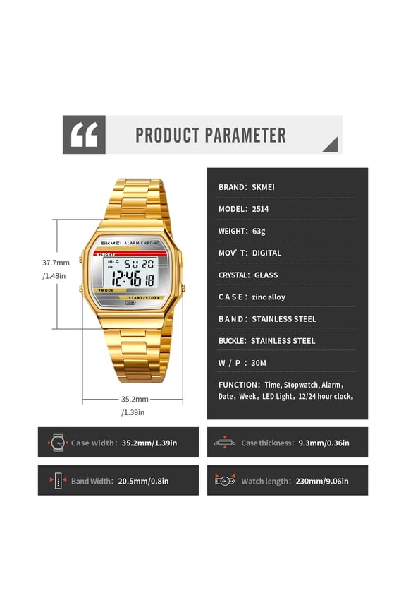 Waterproof Multifunctional Luminous Alarm Digital Watch with 50m Resistance, for Sports, Swimming & Daily Use,D