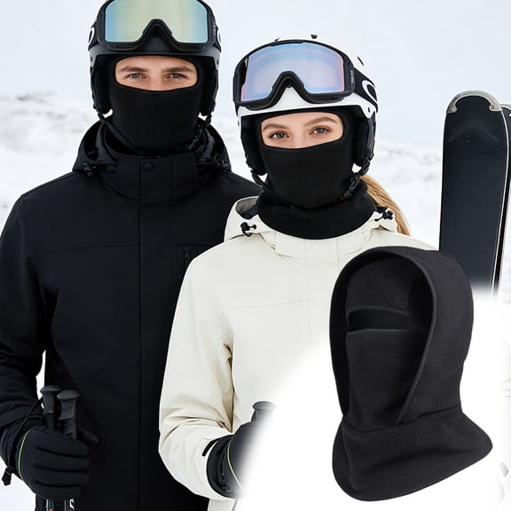Aooww Windproof Fleece Ski Balaclava, Winter Face Mask for Snowboarding Running, with Neck Warmer and Ear Protection (One Size), A