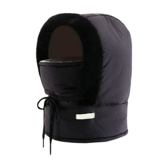 Aooww Winter Knitted Hat Warm Cycling Ski Mask, Women Windproof Hood, Balaclavas Heavyweight Thermal Fleece, Black