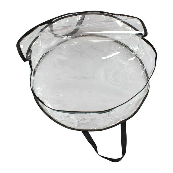 Aooww Wreath Storage Container - Clear Christmas Wreath Storage Bag, Dual Zipper and Handles - Premium Wreath Storage Organizer Box, S