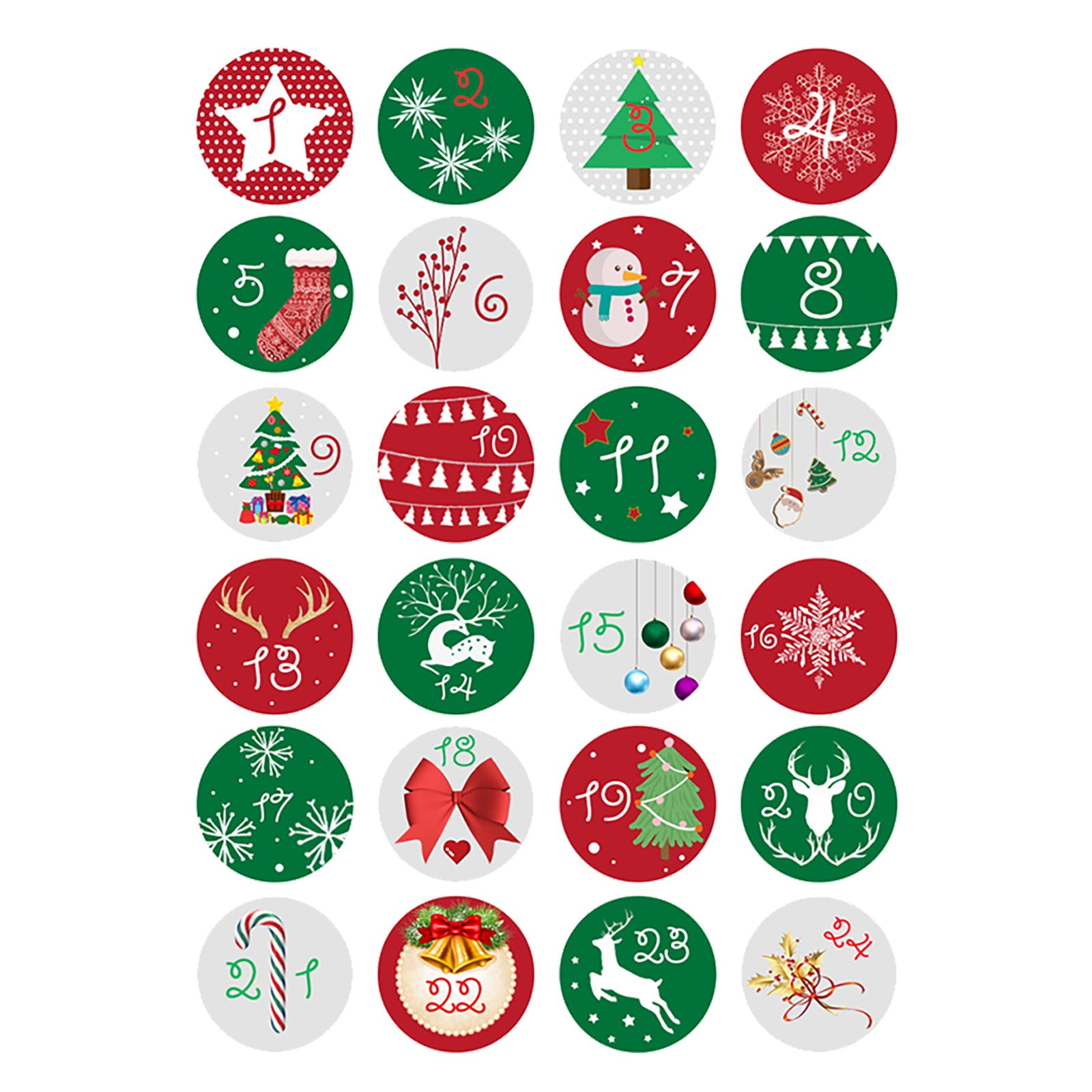 Aopfjg Big Deals!Christmas Sticker Number 24 Countdown Sticker Santa