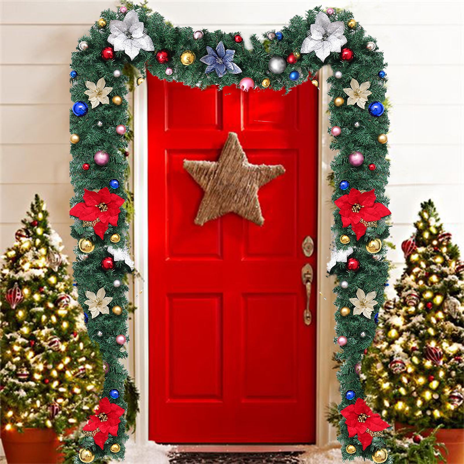 Aopfjg Cleanrance!Christmas Ribbon,Christmas Stairs Decoration Rattan