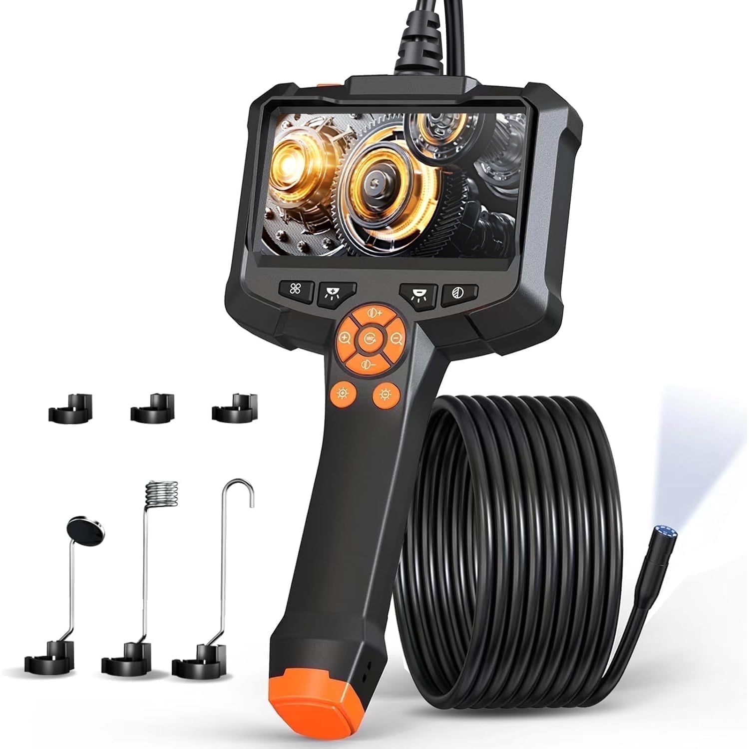 AOPICK 4.3" 2000 mAh Endoscope Camera with Light, 1080P HD 8 Adjustable LED Lights borescope, 16.4ft Semi-Rigid Snake Camera, IP67 Waterproof inspection camera