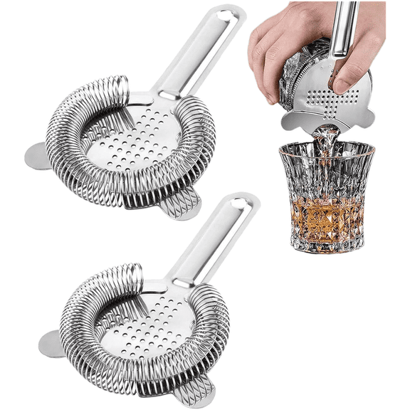 Aoqianlan 2PCS Stainless Steel Cross Hole Ice Strainer for Cocktail Bartender Tools Home