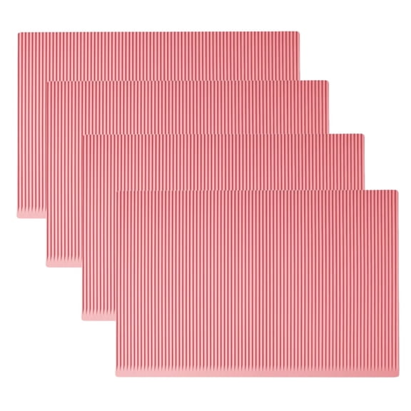 Aoqianlan 4 PCS Silicone Sheet Counter Shelf Liner Pad Table Mat 45x30cm 17.7x11.6 inch Light Red