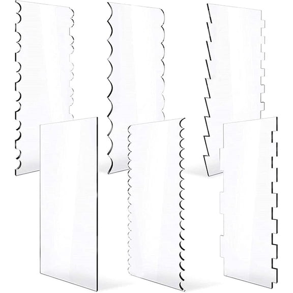 Aoqianlan 6PCS Clear Acrylic Cake Scraper Pastry Cutters Cake Comb Edge Smoother Cake Spatulas Edge DIY Baking Decorating Tools
