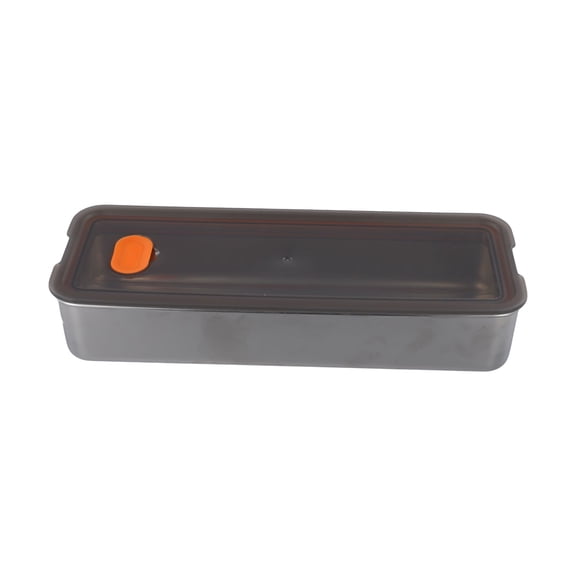 Aoqianlan Container Meat Storage Box With Sealed Lids Thickened Plate Rectangular Food Storage Pan Freshing Lunch Box Container Stainless Black