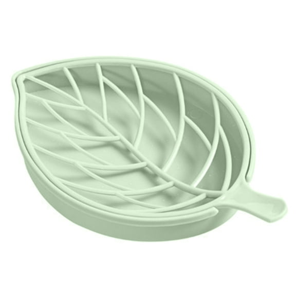 Aoqianlan ~Double Soap Holder ~Non Slip Leaf Shape ~Soap Box Toilet Shower ~Tray Draining Rack Bat~oom Gadgets Soap~ Dish Soap Tray Holder