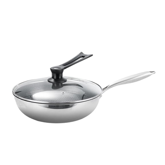 Aoqianlan Easy Clean 32 cm Stainless Steel Wok with Lid for Home Induction Cooking with lid 32cm