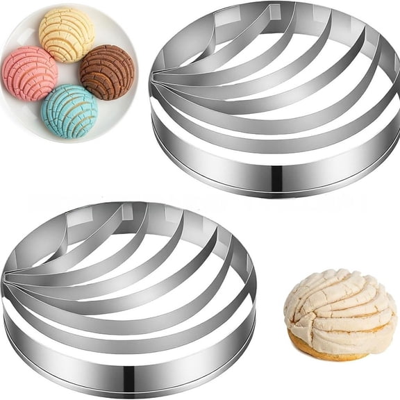 Aoqianlan Shell Shaped Bread Cutter For MOLD for Mexican Concha Bread and Cookie Dough Stainless Steel 2pcs Bread Slicer Set