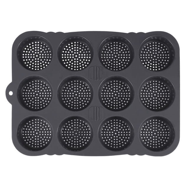 Yallmie 6 Cavità Stampo per Pane Hamburger, ∅10cm Rotondo Stampo per Hamburger in Silicone Antiaderente con Pennello Olio, Riutilizzabile Stampi per Pane Hamburger, Muffin, Crostate,Torte