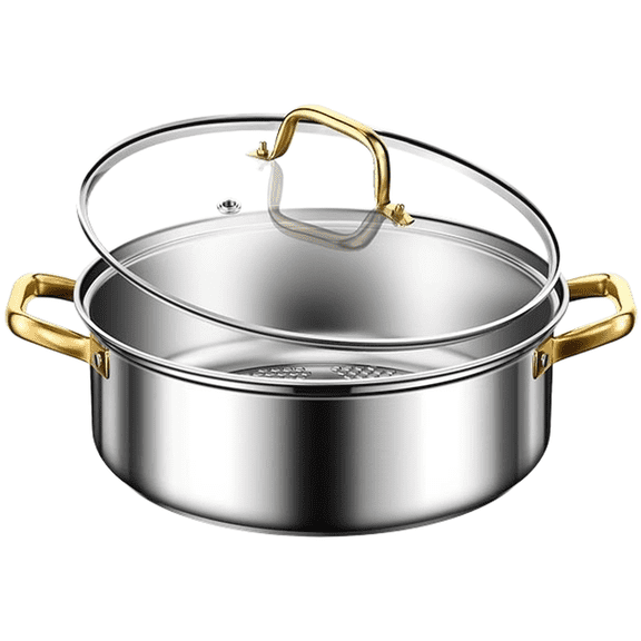 Aoqianlan Stainless Steel Hot Pot with Fish Scale Pattern for 4-10 People Compatible with