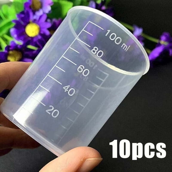 Aoqianlan Tools Measuring Cup Plastics Scale Storage Transparent 100ml 10pcs Home Indoor Kitchens Laboratories Light Weight