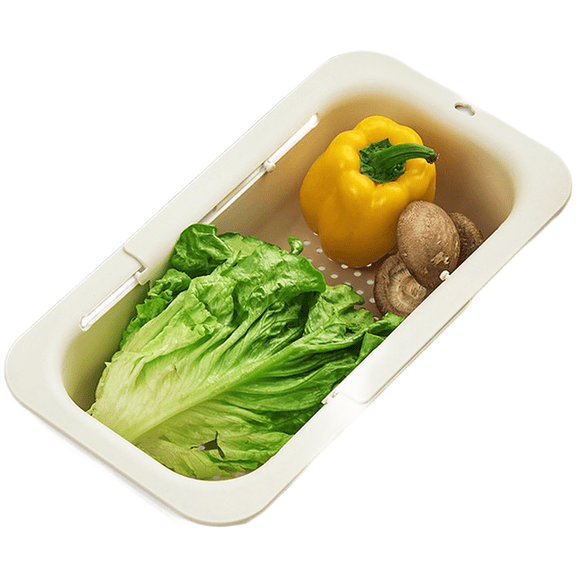 Aoqianlan large collapsible kitchen sink dish drainer basket with double layer milk white
