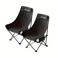 thumbnail image 1 of Aoran Portable Folding Camping Chair with Raised Backrest & Double Comfort, Outdoor Moon Chair Lightweight Foldable for Camping, Beach, Fishing and Sports, 2 Pack, Black, 1 of 8