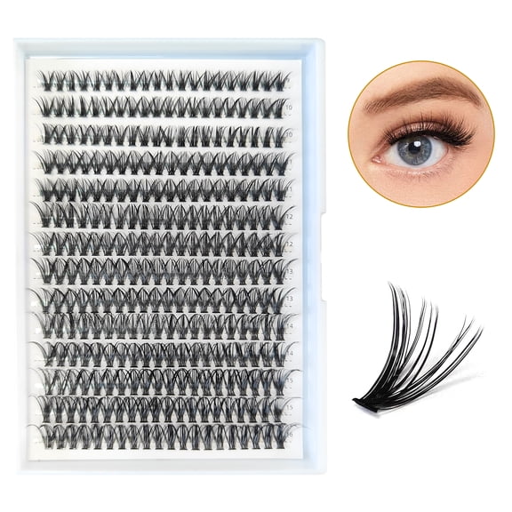 Aorbige Lash Extension Kit DIY 280pcs Individual Eyelash Extension Kit 0.07D 9-16MIX 30D 40D Cluster Lashes Kit Lash Extensions Super Thin & Soft Lashes Reusable