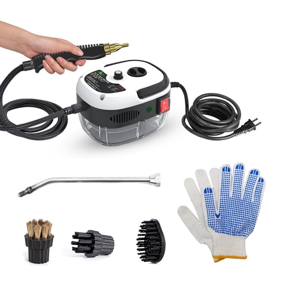 Aoresac 2500W Handheld Steam Cleaner High Temperature Pressurized Steam Cleaning Machine with Brush Heads and Gloves for Kitchen Furniture Bathroom Car White