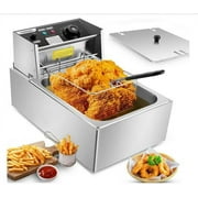 Aoresac 6L Electric Deep Fryer with Removable Oil Filtration Basket, 1700W Stainless Steel Automatic Thermostatic Fish Fryer  for Home Use