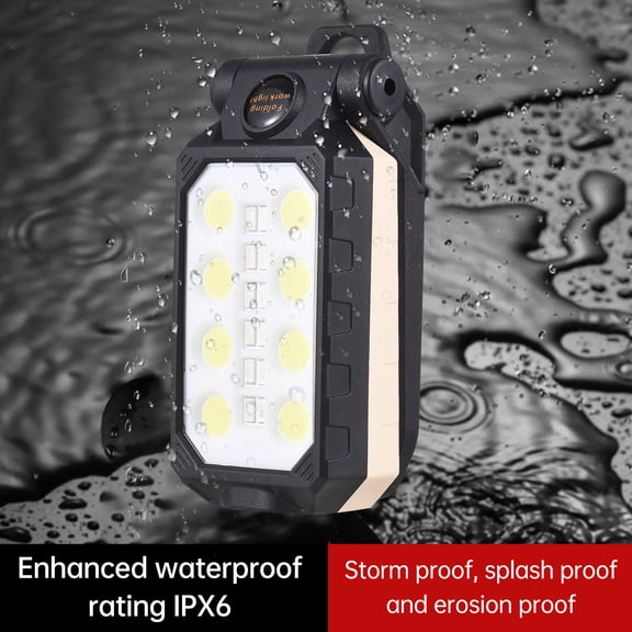 Aoresac Portable COB Work Light Rechargeable LED Magnetic Flashlight with Swivel Hook 180 Degrees IPX6 Waterproof Foldable Inspection Lamp for Car Repair Camping Emergency 4 Modes (4.72 in / 12 cm)