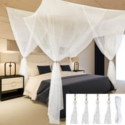 Aoresac White Four-Poster Bed Canopy