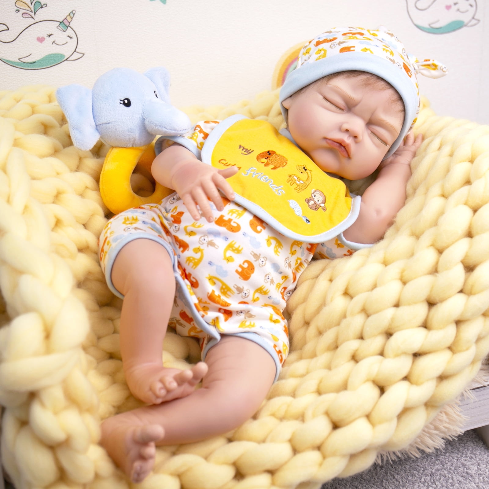 55CM Reborn Baby Girl With Elephant Very Soft Full Body Silicone Doll Bath  Lifelike Real Touch child Toy - AliExpress