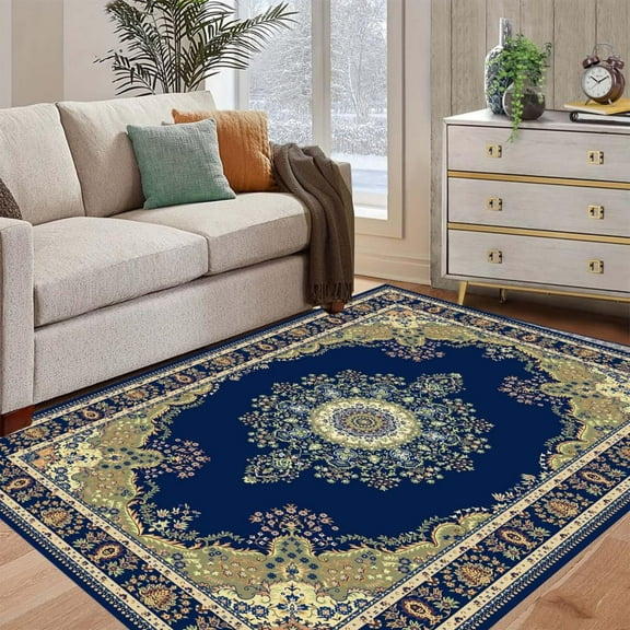 Aorijia Area Rugs 3.9'x5.9' Washable Non-Slip, Floral Vintage Boho Print Pattern Carpet for Living Room Bedroom Dining Room, Stain Resistant Soft Boho Vintage Carpet Clearance