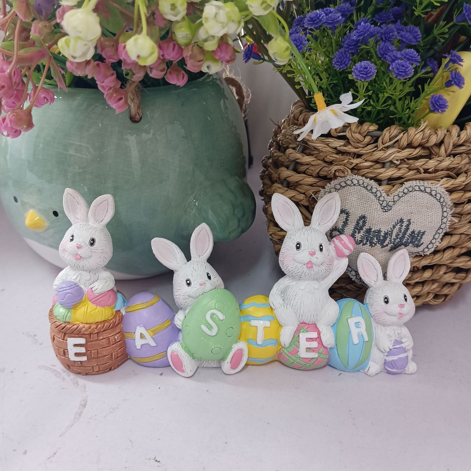 ICE ARMOR Hand Painted Dragon Egg Figurine Set - 4-Piece Guarding Eggs Statue Collection For Shelf Decor, Home Ornament & Gift