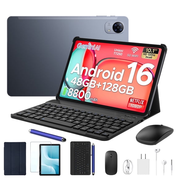 Aorlym P10 Pro Android 16 Tablet, 10 inch Tablets with Gemini AI, 120Hz, 48GB RAM+128GB ROM/2TB, Octa-Core T7250, 8800mAh, 13MP+5MP, 3.5mm Jack, Face ID, GPS, 5G WiFi, OTG, Keyboard pen