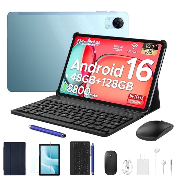 Aorlym P10 Pro Android 16 Tablet, 10 inch Tablets with Gemini AI, 120Hz, 48GB RAM+128GB ROM/2TB, Octa-Core T7250, 8800mAh, 13MP+5MP, 3.5mm Jack, Face ID, GPS, 5G WiFi, OTG, Keyboard pen