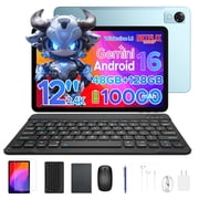 Aorlym P12 12 inch Tablet, Tablet Android 16, 48GB RAM+128GB ROM/2TB TF, T7280 Octa-core, Gemini AI, IPS 2.4K 120Hz Display, 10000mAh/18W, 5G WiFi, 8MP+13MP, GPS, Face ID, OTG, Tablet with Keyboard